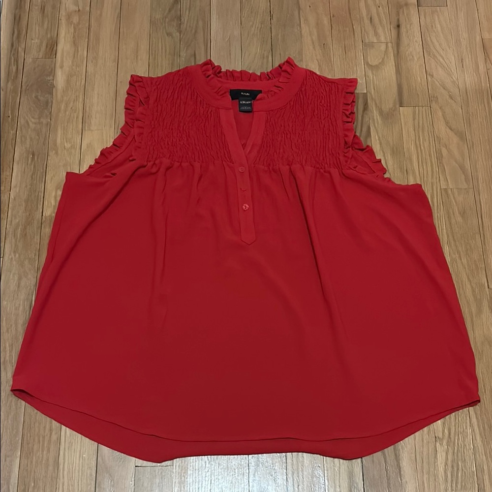 Red Sleeveless Blouse